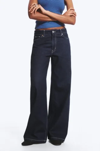 Paz Mid Rise Wide Jeans – Blue Rinse – Dark Blue
