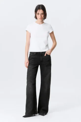 Paz Mid Rise Wide Jeans – Paloma Black – Black