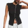 Pearl Button up Top – Black – Pearl Buttons