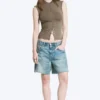 Pearl Button up Top – Dusty Grey