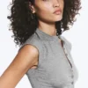 Pearl Button up Top – Dusty Grey Melange