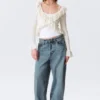 Peggy Low Rise Loose Baggy Jeans – Blue – Fold Up