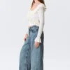 Peggy Low Rise Loose Baggy Jeans – Blue – Fold Up