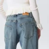 Peggy Low Rise Loose Baggy Jeans – Blue – Fold Up