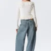 Peggy Low Rise Loose Baggy Jeans – Blue – Fold Up