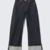 Peggy Low Rise Loose Baggy Jeans – Blue Rinse – Dark Blue