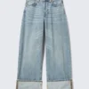 Peggy Low Rise Loose Baggy Jeans – Chaos Blue – Light Blue