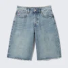Peggy Low Waist Loose Baggy Leg Denim Shorts – Mid Blue – Medium Blue