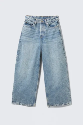 Peggy Low Waist Loose Baggy Leg Jeans – Mid Blue – Medium Blue