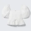 Peplum Cotton Poplin Blouse – White