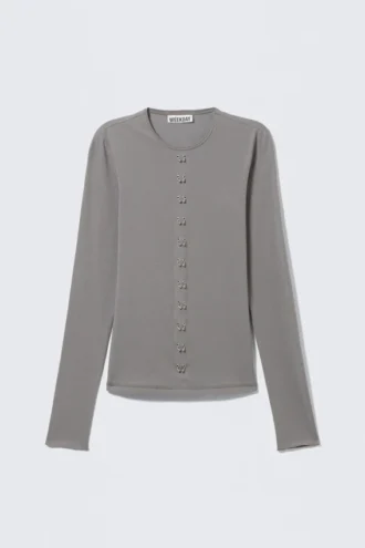 Pierced Long-Sleeved Top – Grey