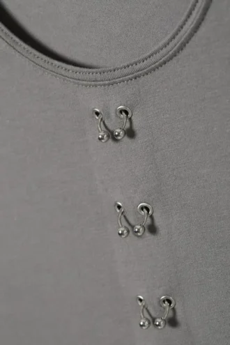 Pierced Long-Sleeved Top – Grey
