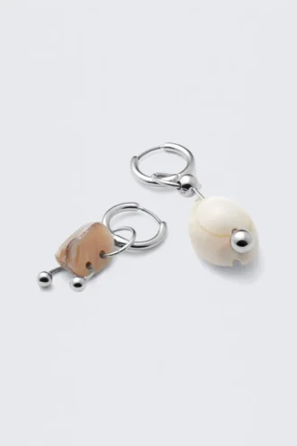 Pierced Shell Pendant Earrings – Silver