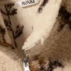 Pile Fleece Zip Jacket – Beige – Brown Floral Print