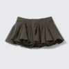 Pleated Cotton Mini Skirt – Dark Grey