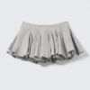 Pleated Cotton Mini Skirt – Light Grey