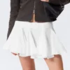 Pleated Cotton Mini Skirt – White