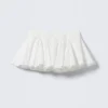 Pleated Cotton Mini Skirt – White