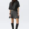 Pleated Insert Mini Skirt – Striped Grey