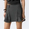 Pleated Insert Mini Skirt – Striped Grey