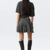 Pleated Insert Mini Skirt – Striped Grey