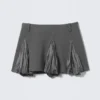 Pleated Insert Mini Skirt – Striped Grey