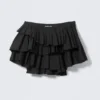 Pleated Layered Mini Skirt – Black