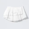 Pleated Layered Mini Skirt – White