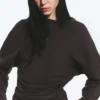Pleated Long-Sleeved Top – Dark Brown