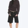 Pleated Long-Sleeved Top – Dark Brown