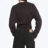 Pleated Long-Sleeved Top – Dark Brown