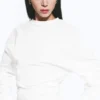 Pleated Long-Sleeved Top – White