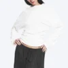 Pleated Long-Sleeved Top – White
