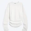 Pleated Long-Sleeved Top – White