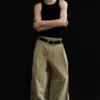 Pleated Loose Fit Wide Leg Trousers – Beige