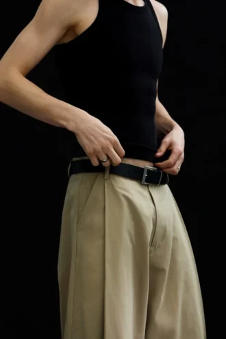 Pleated Loose Fit Wide Leg Trousers – Beige