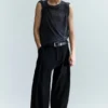 Pleated Loose Fit Wide Leg Trousers – Black