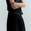 Pleated Loose Fit Wide Leg Trousers – Black