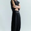 Pleated Loose Fit Wide Leg Trousers – Black