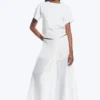 Pleated Mid Rise Maxi Skirt – White