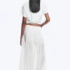 Pleated Mid Rise Maxi Skirt – White