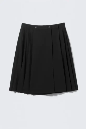 Pleated Midi Skirt – Black