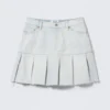 Pleated Mini Denim Skirt – Fluid Blue – Light Blue
