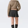 Pleated Mini Suiting Skirt – Dark Grey Melange