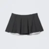 Pleated Mini Suiting Skirt – Dark Grey Melange