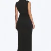 Pleated Sleeveless Maxi Dress – Black