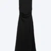 Pleated Sleeveless Maxi Dress – Black