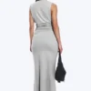 Pleated Sleeveless Maxi Dress – Grey Melange