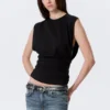Pleated Tank Top – Black