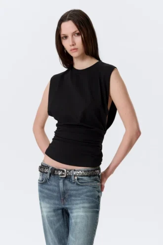 Pleated Tank Top – Black